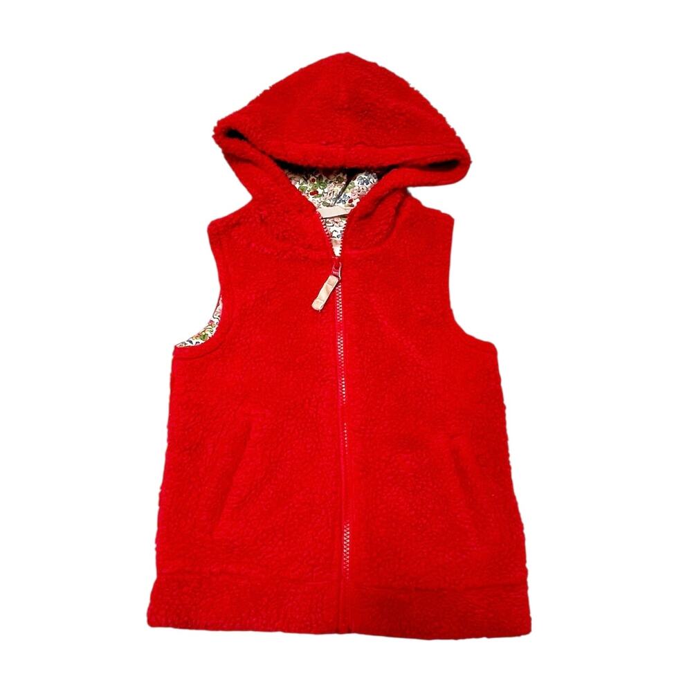Mini Boden Floral Lined Fleece Vest with Hood Size 4/5